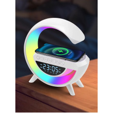 Настольная смарт лампа ночник RGB G-Smart BT-3401 3в1 с часами белая